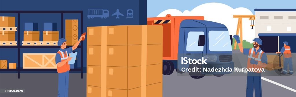 Cargo Delivery Goods Loading And Distribution Process Logistics Hub ...