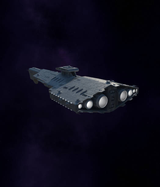 istock Light Spaceship Battle Cruiser Passing a Nebula 2181544058
