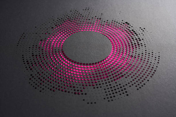 istock Modern Circular Paper Cutout Design with Pink Gradient Highlights on Dark Background 2181552873