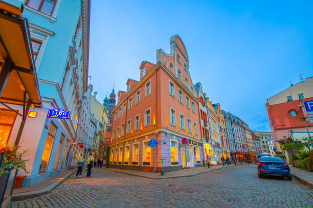 Blue hours at old town in Riga, Latvia.