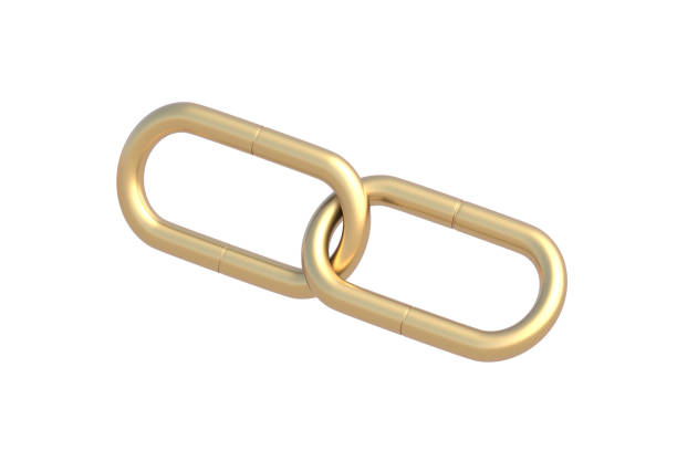 istock Golden link symbol isolated on white background. 3d render 2181561267