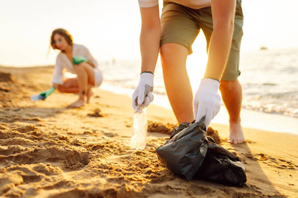 istock Clean up garbage on the ocean coast. 2181563208