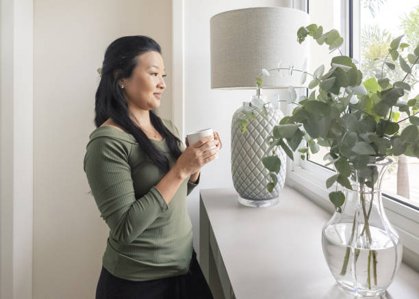 istock Japanese woman at home 2181565456