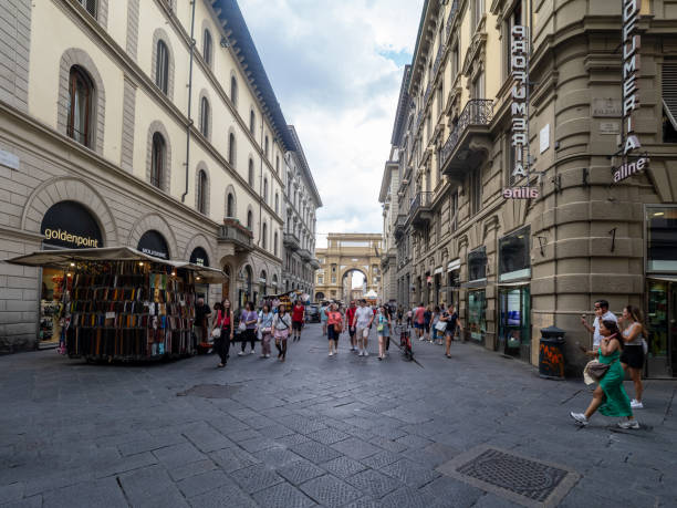Florence, Italy - August 28 2024: Via del Corso street. Florence is the capital city of the Italian region of Tuscany.