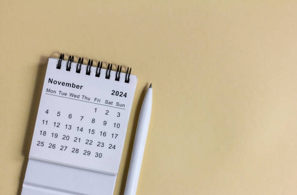 istock Hello November 2024. Desk calendar for planning and organizing time. 2181565909