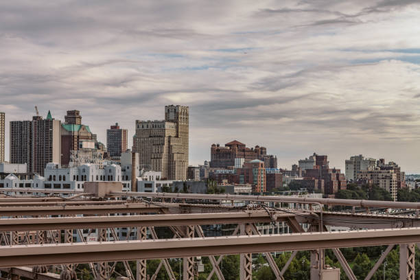 Photo taken south of the Manhattan Bridge that connects to Brooklyn over the East River. November 2019.