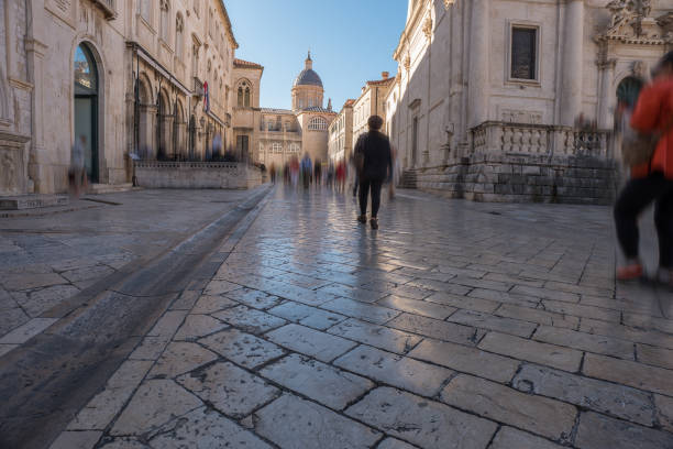 istock Dubrovnik stone church with a bell tower. Medieval churches 2181572084