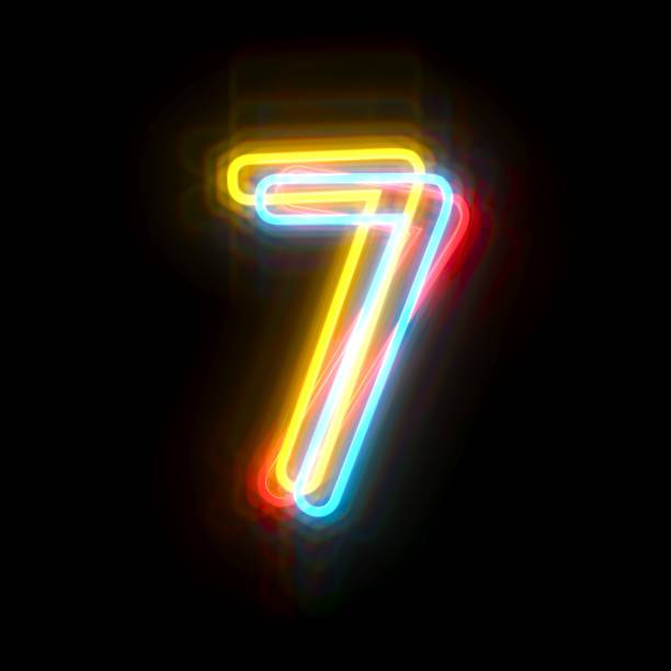 istock Three colors neon font Number 7 SEVEN 3D 2181575411