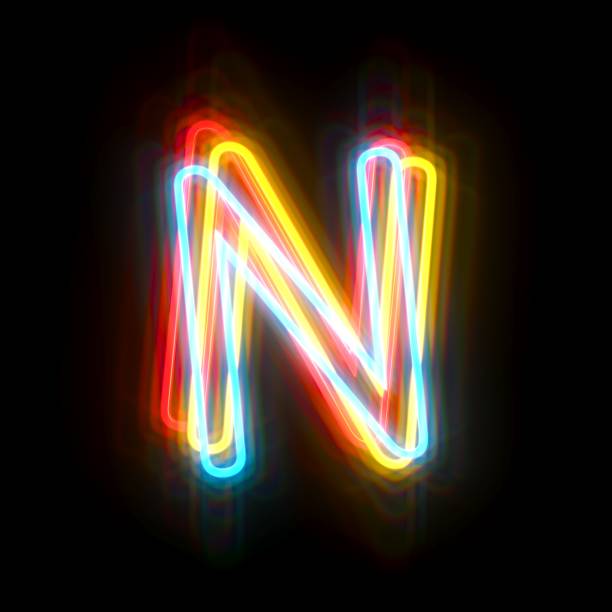 istock Three colors neon font Letter N 3D 2181575530