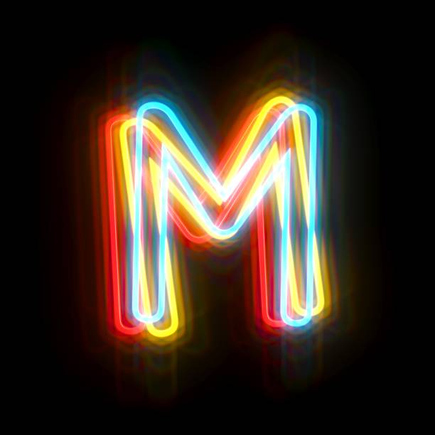istock Three colors neon font Letter M 3D 2181575534