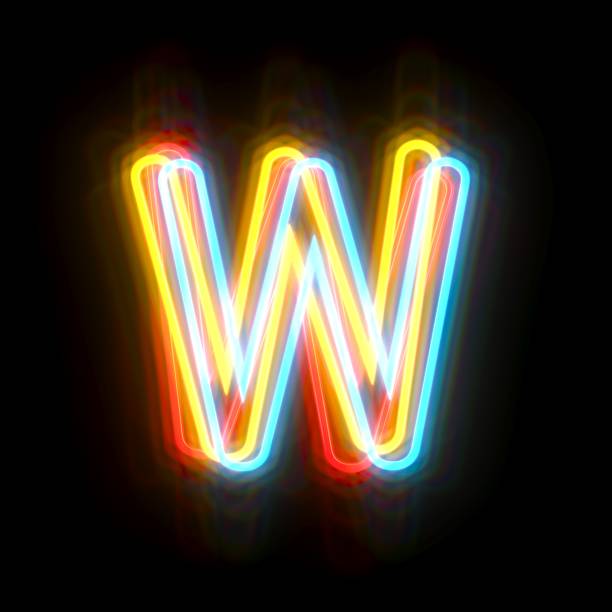 istock Three colors neon font Letter W 3D 2181575636