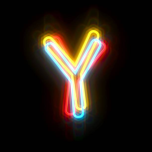 istock Three colors neon font Letter Y 3D 2181575644