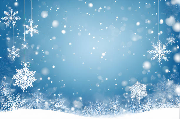 istock Blue background with snow flakes. Christmas card concept. Copy space. 2181576589