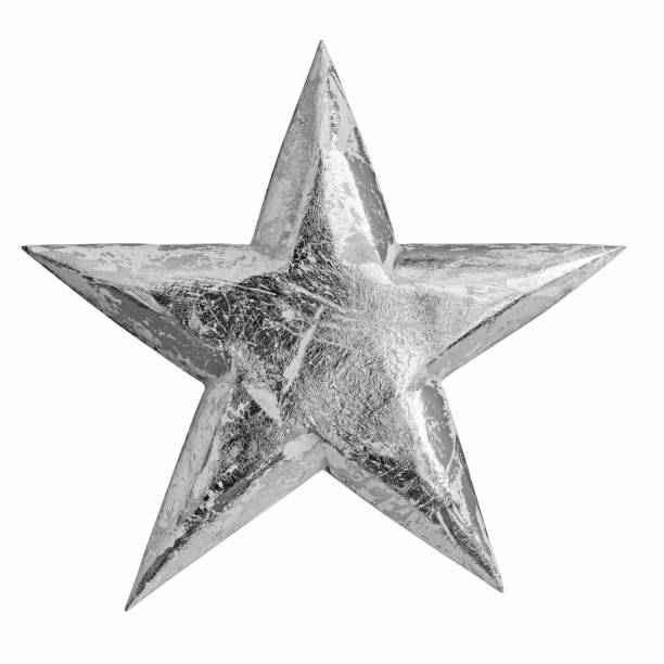 istock Silver metal christmas star 2181578838