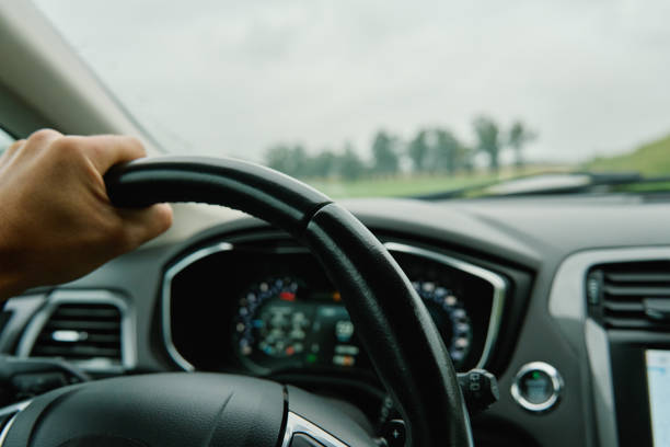 Motorway Infrastructure Driving Fast with Car on Country Road