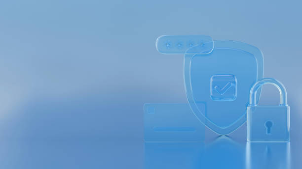 istock Cyber security internet concept. 3D Lock with Key and Protection shield. Networking Safety connect. Shield shape with padlock. Safety and privacy your data. Cartoon realistic icon isolated. 3D Render 2181582925