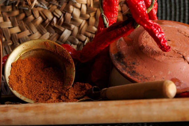 istock An assortment of Spices and Chili Peppers beautifully displayed on a Rustic Table setting 2181583015