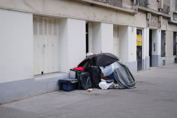 An Homeless shelter in the Daumesnil avenue. Paris, France - August 7, 2024.