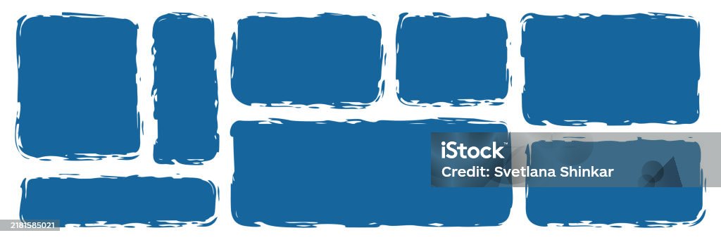 Blank Blue Rectangle Square Text Box Set Stock Illustration - Download ...