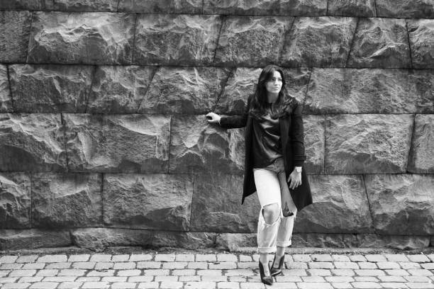 Toned picture of a young cute girl on a walk in the city