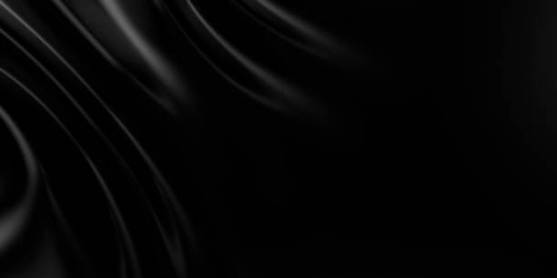 istock 3d soft black waves background. Dark silk crumples. Elegant minimalistic satin ripples backdrop. 3d render illustration 2181590988