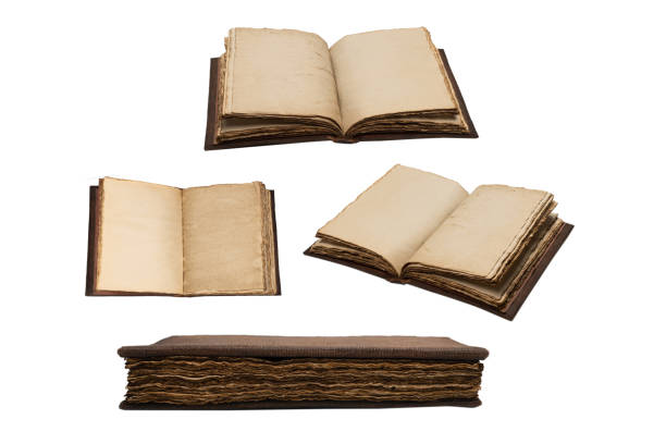 An old brown book isolated on a white background.