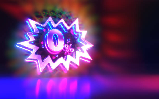 istock 0 Percent Sign in Speech Bubble Neon Blue Pink 2181602644