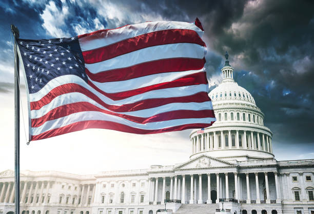 istock us national flag pennant on the sky 2181605734