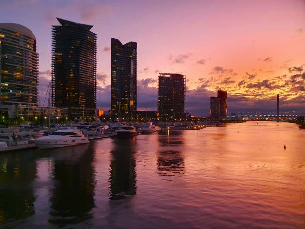 istock Evening Glow City and Sea 2181610663