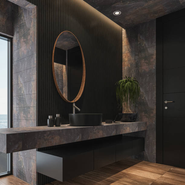 istock Modern minimalist Scandinavian bathroom 2181615566