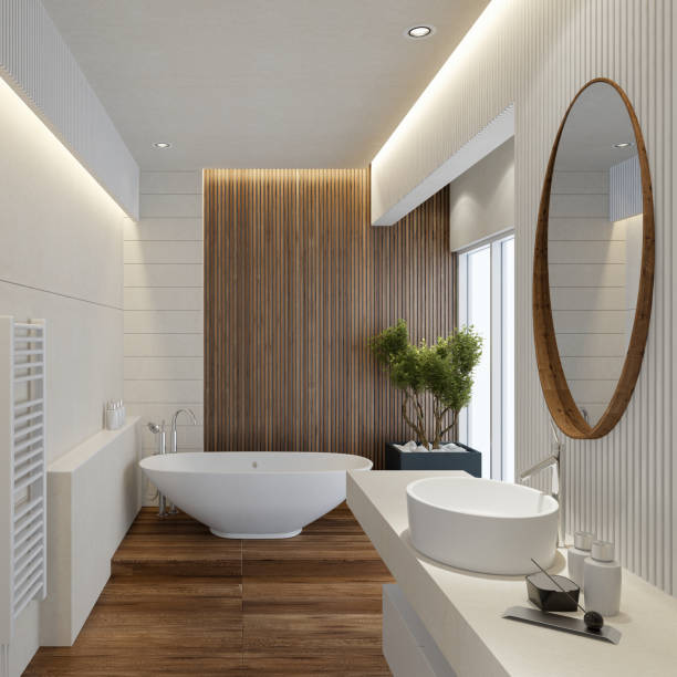 istock Modern minimalist Scandinavian bathroom 2181615638