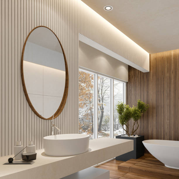 istock Modern minimalist Scandinavian bathroom 2181615693