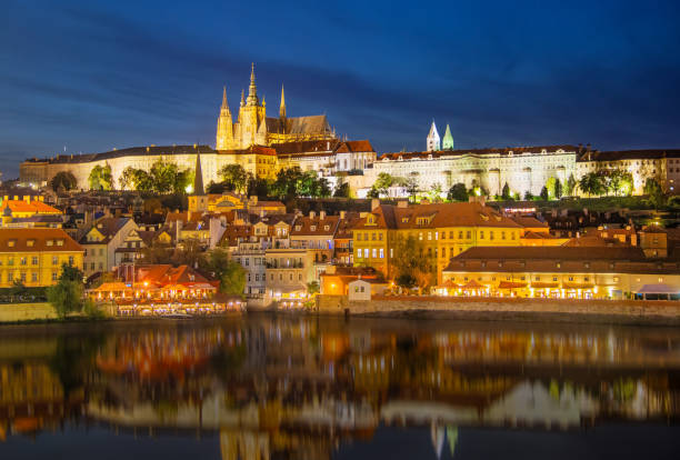Skyline Prague at sunset