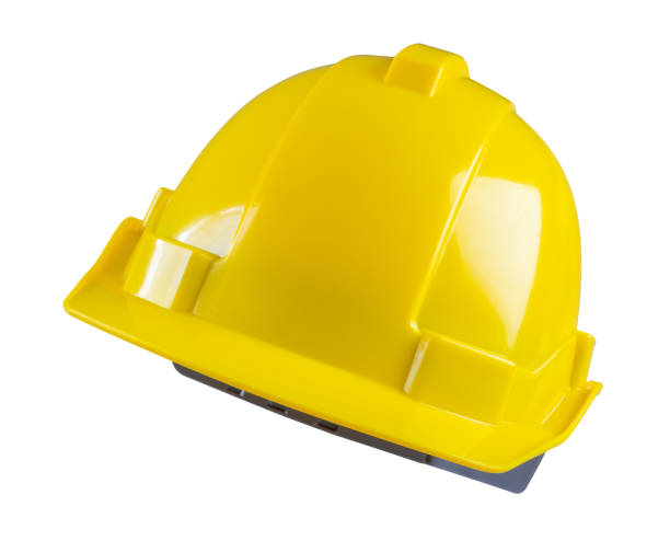 istock Yellow safety construction helmet isolated on white background 2181620217