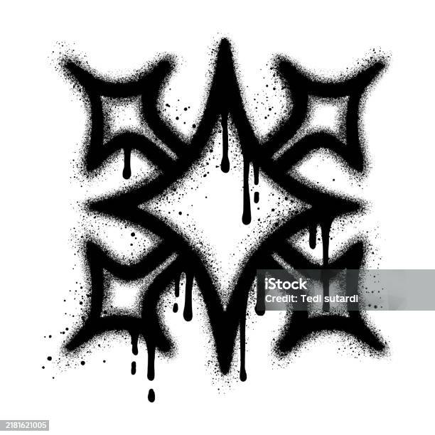 Exploding Graffiti Star Star Graffiti With Black Spray Paintvector Illustration Stock ...