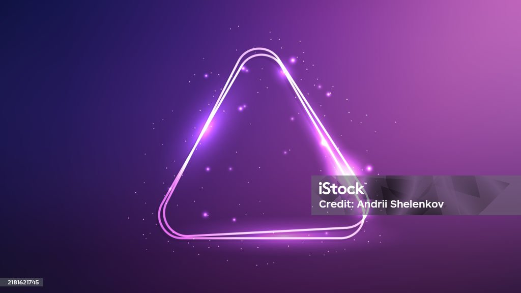Double Triangle Frame Neon Rounded Double Triangle Frame With Shining Effects Stock ...