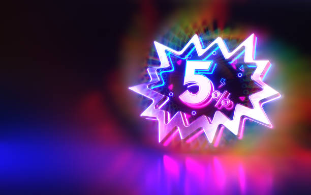istock 5 Percent Sign in Speech Bubble Neon Blue Pink 2181624066