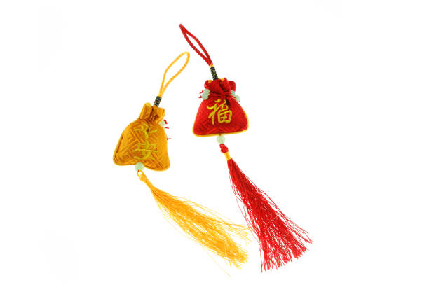 Lucky bag isolated on white background with Chinese character lucky on it