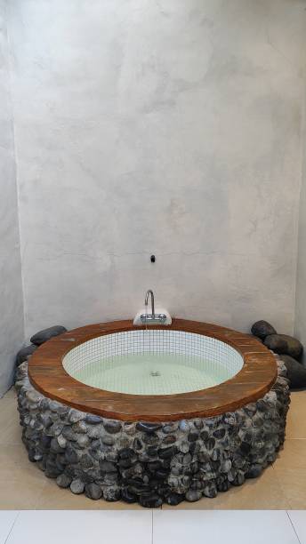 istock Unique warm water bathtub with Japanese concept 2181631550