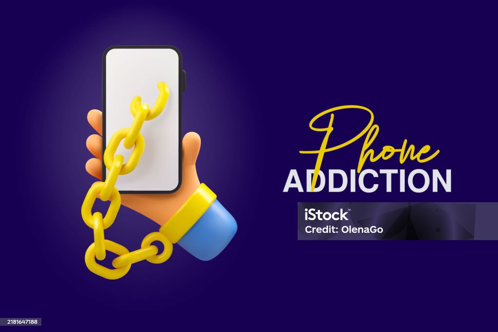Mobile Phone Addiction Vector 3d Web Banner Stock Illustration mobile-phone-addiction-vector-3d-web-banner-stock-illustration