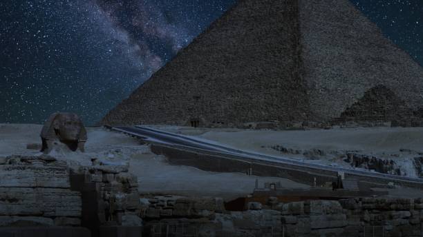 istock Egypt Sphinx Pyramid of Khufu Night Starry Sky 2181653544