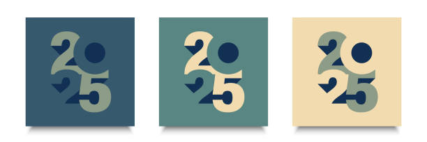 ilustraciones, imágenes clip art, dibujos animados e iconos de stock de set of 2025 number design. 2025 happy new year text design. - 2025
