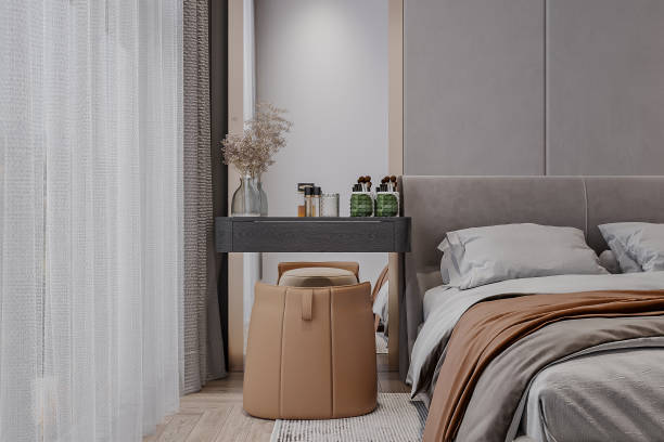 istock Minimalist Bedroom Vanity Setup with Modern Design and Natural Light 2181661303