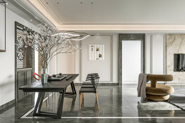istock Modern Luxury Dining Room with Minimalist Decor and Contemporary Art 2181661570