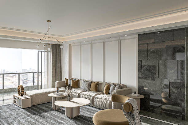 istock Modern Luxury Living Room with Panoramic City View and Minimalist Decor 2181661581