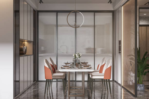 istock Modern Luxury Dining Room with Minimalist Design and Marble Flooring 2181661790