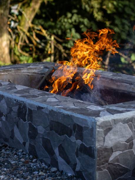 istock Campfire burning brightly against a natural forest background 2181661927