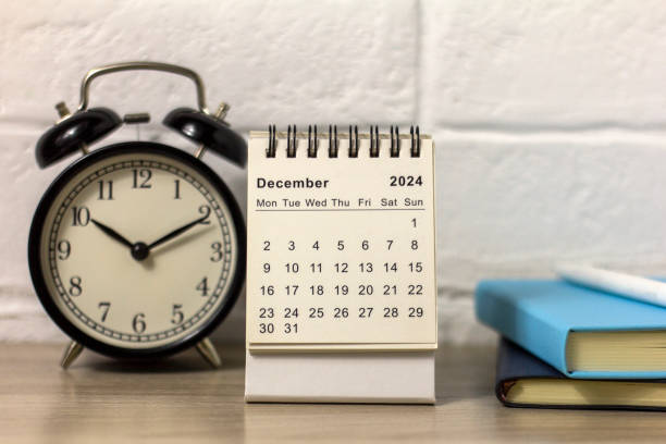 istock Hello December 2024. Desk calendar for planning and organizing time. 2181662800