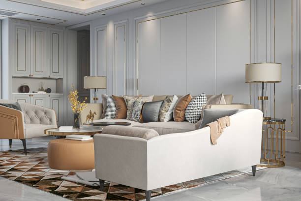 istock Elegant Modern Living Room with Neutral Sofa and Cozy Decor 2181662891