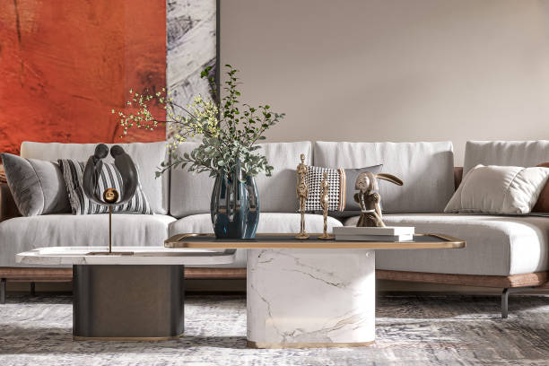 istock Modern Living Room Decor with Artistic Coffee Table and Stylish Ornaments 2181662925
